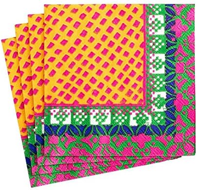 Caspari Frida Părtare colorată pentru hârtie cocktailuri în fuchsia și portocaliu - două pachete de 20