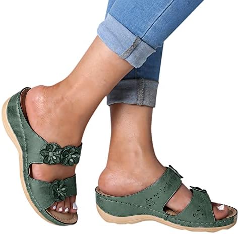 Pantofi uqghqo pentru femei sandale pene, femeile alunecă pe panouri sandale platformă boho sandale confortabile pe plajă sandale