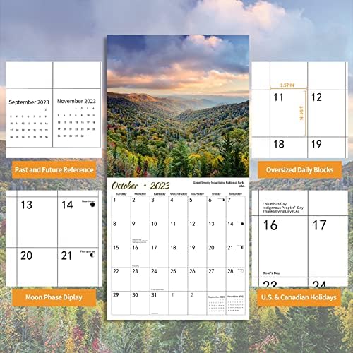 2023 Calendar de perete Parcuri naționale, Hangable 2023 Calendare lunare 14 luni, Nov.2022-Dec.2023, Calendar de perete 2022-2023,