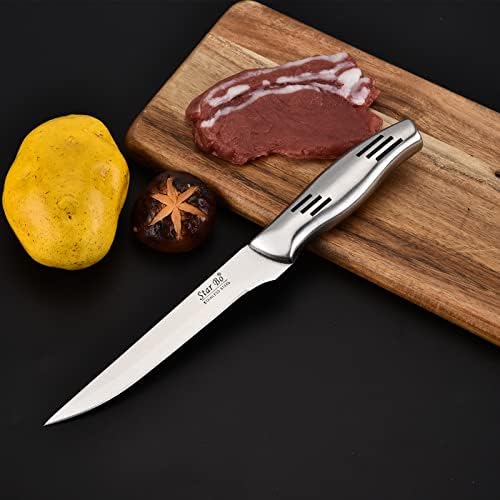 Set de cuțite RETROSOHOO pentru Bucătărie, Set de cuțite de bucătar profesionist din 7 piese cu mâner gol, set de cuțite de