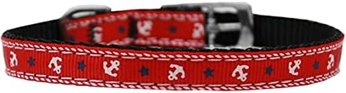 Mirage Pet Products Anchors Nylon Dog Gullar cu cataramă clasică 3/8 roșu, dimensiunea 14