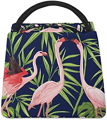 Flamingo Și Plante Tropicale Izolate Masa De Prânz Tote Sac Cutie De Masă Pentru Munca Scoala Picnic Plimbare Cu Barca Plaja