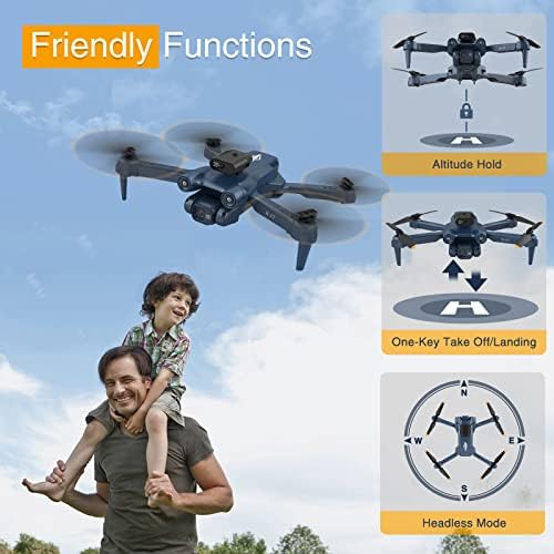 X-Imvnlei Drone cu cameră pentru adulți, începători, Video FPV 1080P HD, 3D Flip, RC Drone Quadcopter cu reținere de altitudine