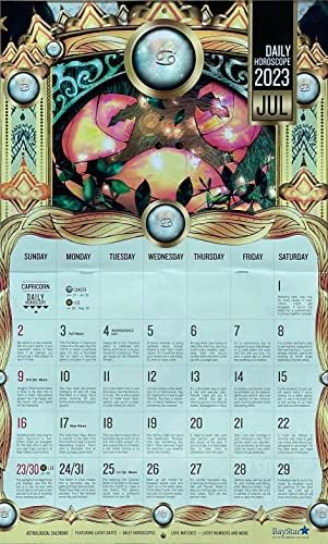 2023 Calendar lunar de perete Capricorn cu horoscopuri personalizate zilnice și lucrări de artă personalizate frumoase