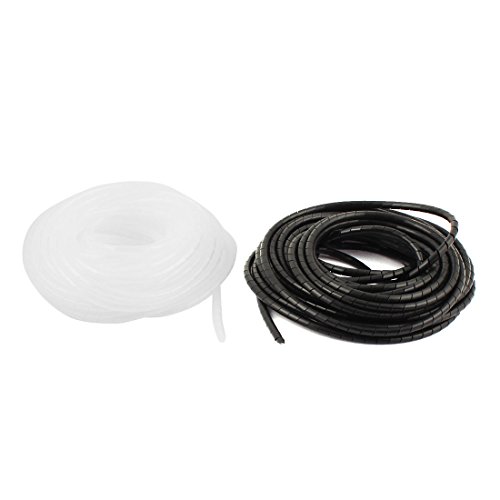 UXCELL A15121800UX0589 Organizator de cablu cu cablu de ambalaj în spirală flexibilă, 2 bucăți, 13 m lungime, 6 mm OD, negru/alb