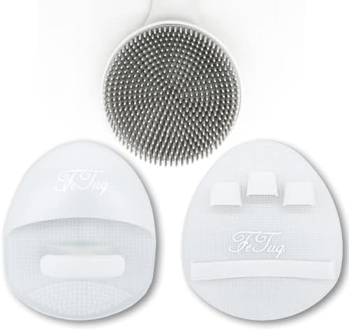 Set FeTuq de 3 perii de baie din silicon-Pachetul include scruber de corp din silicon, perie de curățare a feței, scruber din