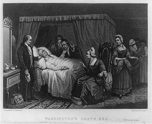 HistoricalFindings Foto: patul de moarte al Washingtonului, George Washington înconjurat de oameni