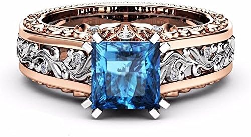 Farmec 18K Rose Gold umplut albastru Topaz femei Bijuterii Cadou inel de logodna Sz6-10