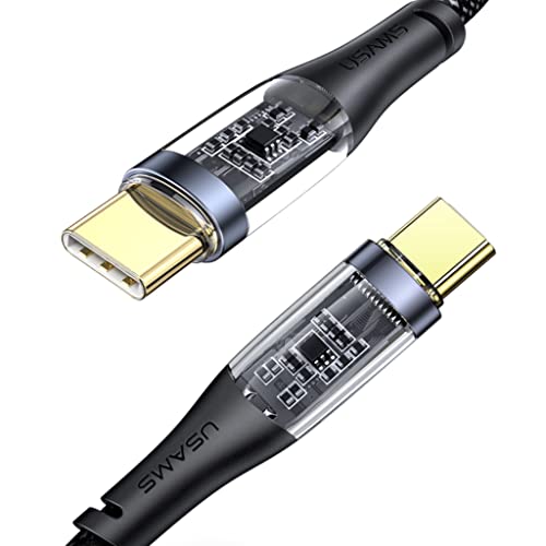 Usams 100W USB C până la USB C Cablu 4ft, Tip C Încărcător 5A Cablu de încărcare rapidă, USBC la cablu USBC compatibil cu MacBook