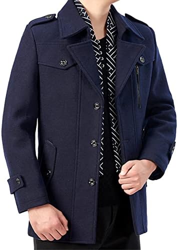 Maiyifu-GJ bărbați eșarfă elegantă haină cu un singur piept amestec de lână trenciuri de afaceri de iarnă Slim Fit palton cald de lungime medie