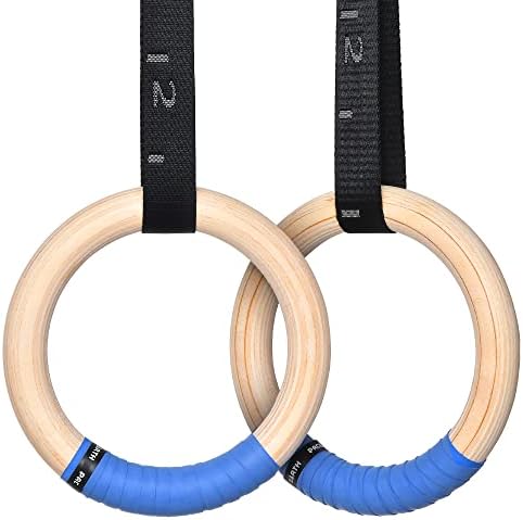 Inele de gimnastică PACEARTH inele olimpice din lemn 1500/1000lbs cu cataramă reglabilă cu came curele lungi de 14,76 ft cu