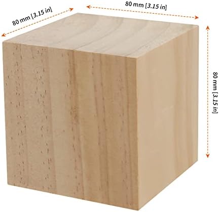 Hozeon 8 buc cuburi de lemn de 3 inci, blocuri naturale de lemn neterminate, blocuri mari de lemn pătrate pentru meșteșuguri,