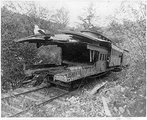 Fotografia istorică: mașini telescopate, dezastru de alergare cu noroi, octombrie 1888, mașini de cale ferată, RR, epava trenului
