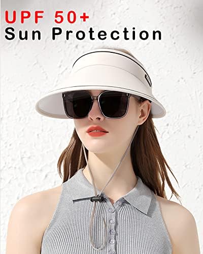 Protecția femeilor camstice UV rezistent la vânt rezistent la nivel larg pălărie de vizor de soare