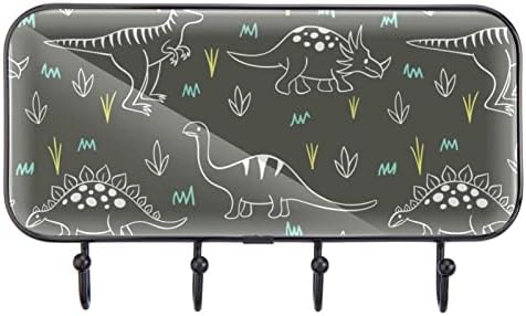 Grey Pattern Dinozaur Imprimeu suport pentru suport pentru suport, suport pentru haina de intrare cu 4 cârlig pentru haina