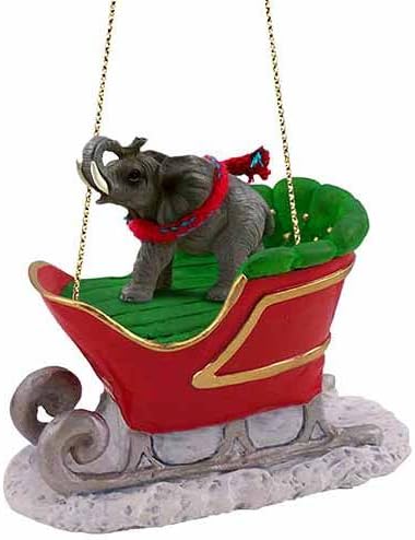 Concepții de conversație Elephant Sleigh Ride Ornament de Crăciun - încântător!