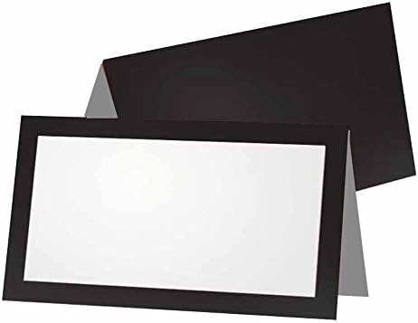 Carduri de loc negru și gri - stil cort - 10 pachet - front alb alb cu bordură solidă de culoare - nume de plasare a mesei