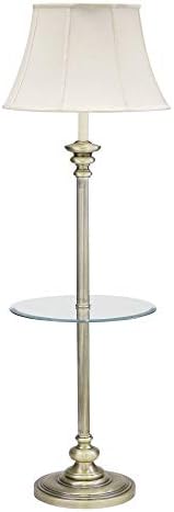 House of Troy N602-AB Newport Collection Lampa de podea portabilă cu masă și umbră softback alb, 55-3/4 , alamă antică