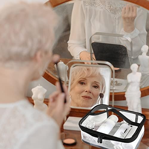 Kememo Clear machiaj Sac, 2pcs portabil cosmetice sac transparent toaletă sac cu mâner Fermoar Impermeabil călătorie husă de depozitare