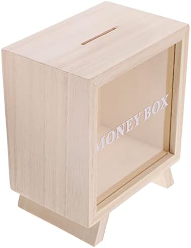 Zerodeko Piggy Banks Clear Wood Piggy Bank Wood Monede Bank Cutie de bani nepenibil