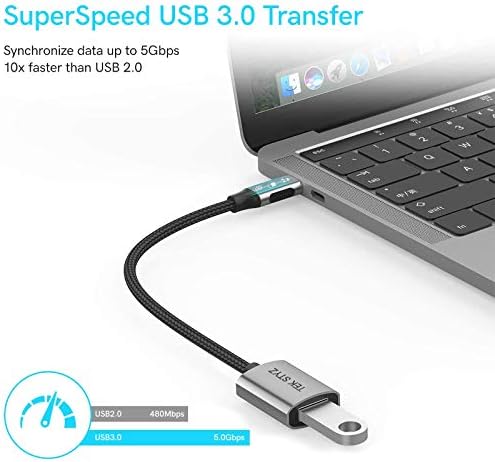 Adaptorul Tek Styz USB-C USB 3.0 funcționează pentru Samsung SM-N986U OTG Tip-C/PD Male USB 3.0 Convertor feminin.