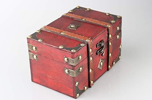 Exasinină din lemn de vintage comoara piept cutii cutia de metal decorare bijuterii cutia de cadouri mici