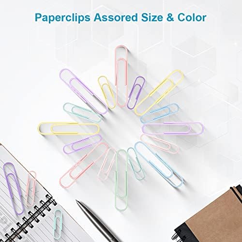 450 buc Clipuri de hârtie de hârtie colorate cu dimensiuni asortate Clipuri de hârtie colorate Clipuri de hârtie mici Clipuri