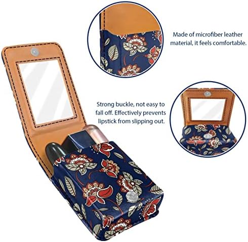 Husă pentru ruj cu oglindă pentru poșetă, suport pentru machiaj Cosmetic din piele cu model Floral, depozitare portabilă pentru cosmetice de călătorie, 9, 5x2x7 cm / 3, 7x0, 8x2, 7 in