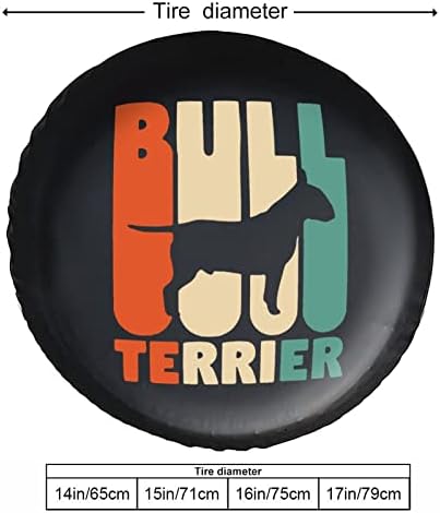 Vintage Bull Terrier PU Cover de piele de piele Protector de anvelope de rezervă, 14/15/16/17 inch, potrivită pentru majoritatea