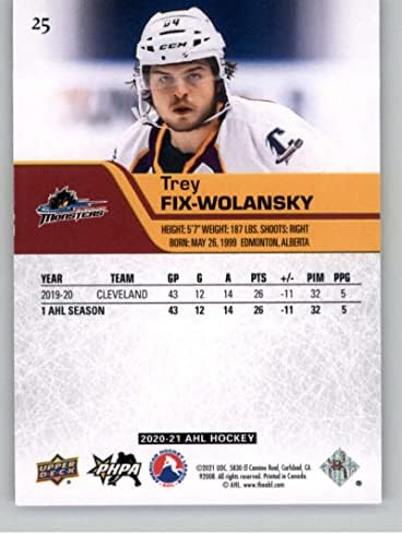 2020-21 Punctul superior AHL 25 Trey Fix-Wolansky Cleveland Monsters RC Rookie Hockey Card de tranzacționare