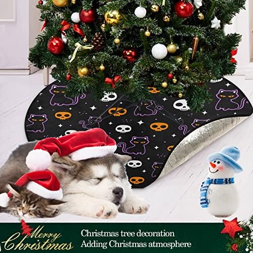 Visunny Mat Christmas Tree Mat Halloween Craniu colorat pentru pisici negre copac stand suportat podea protector absorbant
