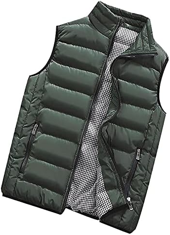Afaceri de iarnă supradimensionate Overcoat pentru bărbați fără mâneci Clasic Color Solid Color ușoare Paltoane Mock Gât Zipper6