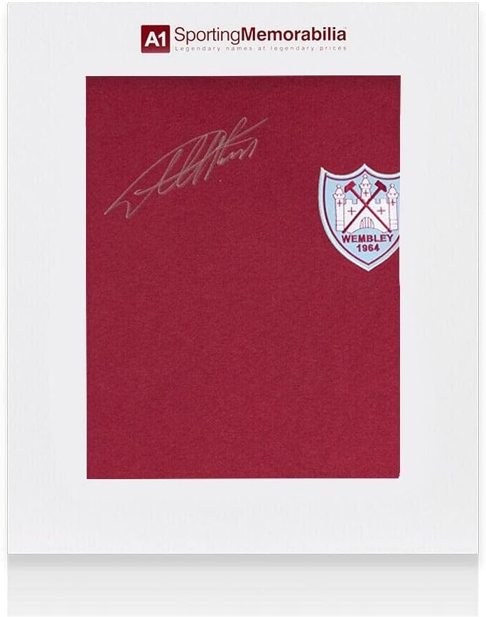 Sir Geoff Hurst a semnat West Ham Shirt - Finala Cupei FA din 1964 - Cutie cadou - tricouri de fotbal autografate
