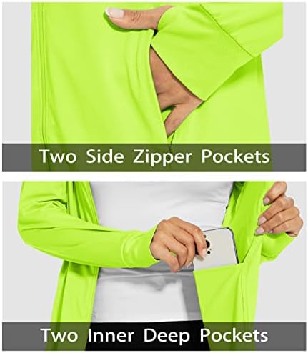 Jachete pentru femei Magcomsen ușor UPF 50+ Cămașă de protecție solară cu glugă de drumeție Running Jacket atletic Gura de