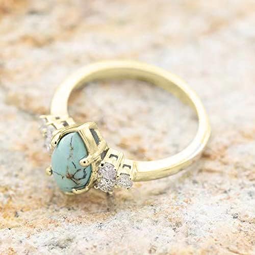 3pcs Turquoise Rings Womens Sterling Silver Zircon Setare inel Diamond Clasic Diamond Bijuterie Cadou pentru Ziua Mamei