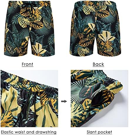 Aotorr Mens 2 piese seturi hawaiiene Seturi de piste florale cămăși cu mânecă scurtă și pantaloni scurți de jogging pentru