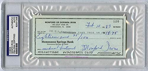 Monte Irvin Semnat Personal Check Giants Cubs League Negro PSA/ADN Autografat - MLB tăiat semnături