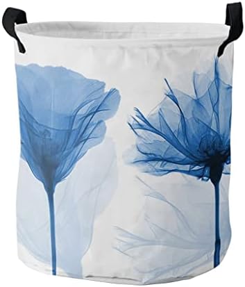 Gros Ulei Pictura Stil Albastru Floare Murdar Rufe Coș Pliabil Acasă Organizator Coș Îmbrăcăminte Depozitare Coș