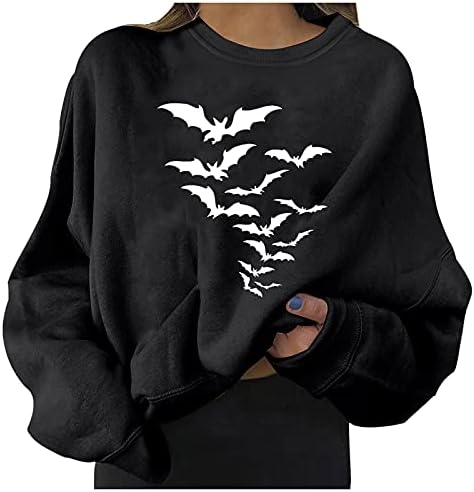 Panouri zdfer pentru femei Tunici tipărite de Halloween Tunici pentru echipamente Bluze de pulover cu mânecă lungă Tricouri