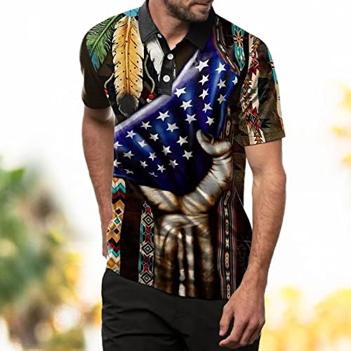XXBR patriotice Tricouri Polo pentru barbati Retro Statele Unite ale Americii Pavilion etnice Indian Tees topuri Vara maneca