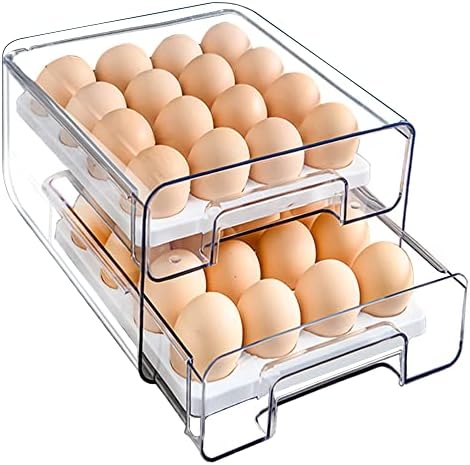 suport pentru ouă de mare capacitate bealy 32 Grid pentru frigider, organizator de sertare pentru ouă cu strat dublu, recipient