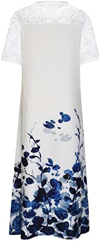 Rochii de vară pentru femei 2023, rochie florală Maxi tricou dantelă îmbinare Rochie de Top fluture lung rochie grafică pentru