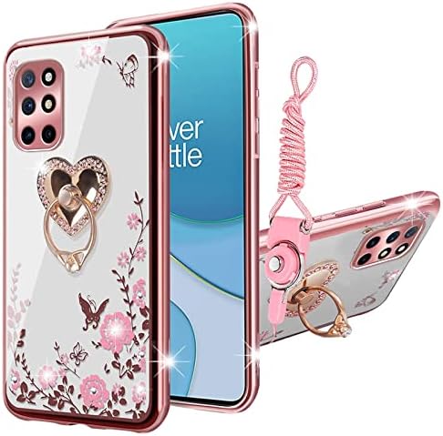 Husă KuDiNi pentru OnePlus 8T 5G, Husă Oneplus 8T pentru femei Glitter Crystal Soft Bling Cute Butterfly Heart Floral clear