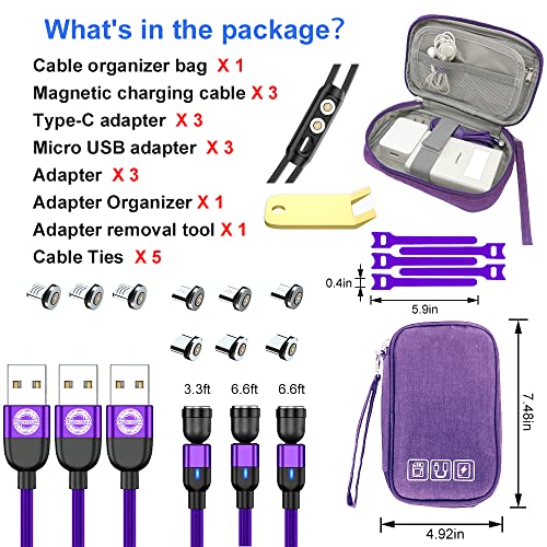 Cablu de încărcare magnetică nesfârșit + Sfaturi magnetice 3PC Sfaturi conector Sfaturi pentru tipul C, micro USB, produse