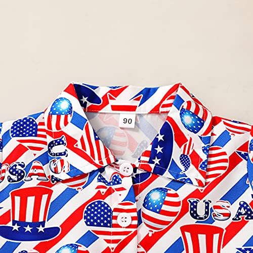 Jeelligar Toddler Baby Boy, 4 iulie Cotație Americană Flag Button Down Cămașă Pantaloni scurți pentru haine de vară Set de haine