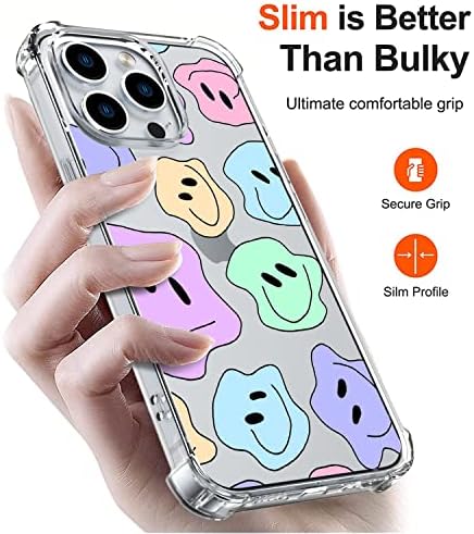 Wihytec carcasă colorată pentru față pentru iPhone 13 Smile Funny Face Case Cover Clear Telefon cu patru colțuri Armate în