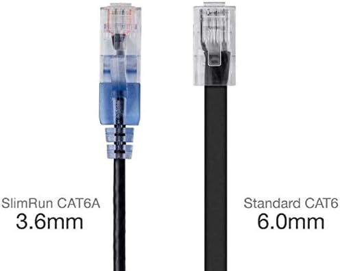 Cablu de plasture MonoPrice Cat6a Ethernet - 1 picioare - negru | Cord de internet de rețea - RJ45, 550MHz, UTP & - 115150