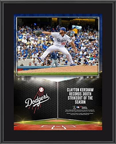 Clayton Kershaw Los Angeles Dodgers 10.5 x 13 300 Strikeouts Într -o placă sublimată de sezon - placi și colaje pentru jucători