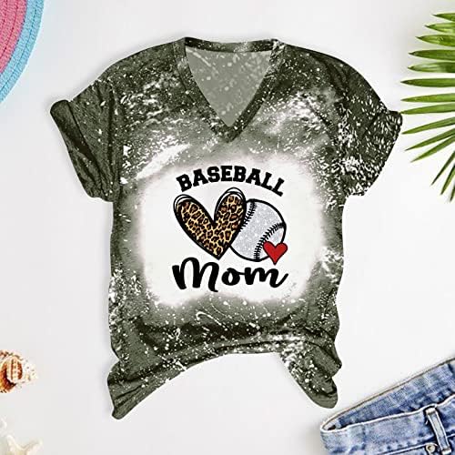 Tricou mamă de baseball femei, femei baseball mamă scrisori de tipar v gât tricouri cu mânecă scurtă softball giafic tee tops