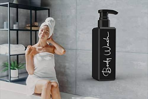 Șampon elegant de 16 oz și distribuitor de balsam set: reutilizabil, reutilizabil Distribuitor de sticle cu pompă cu etichete